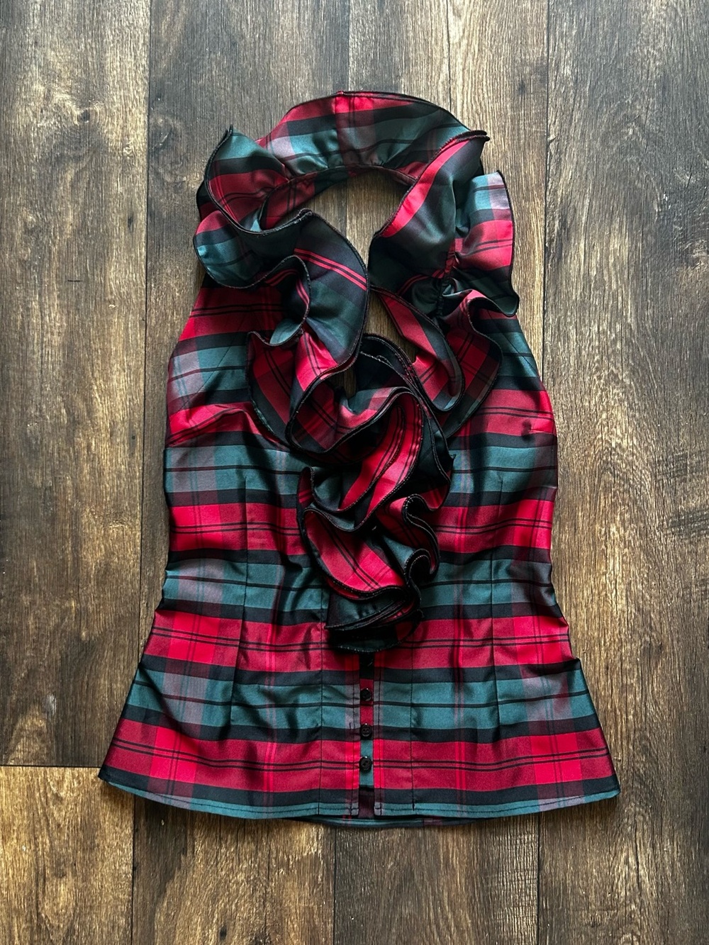 Plaid Ruffle Halter Top